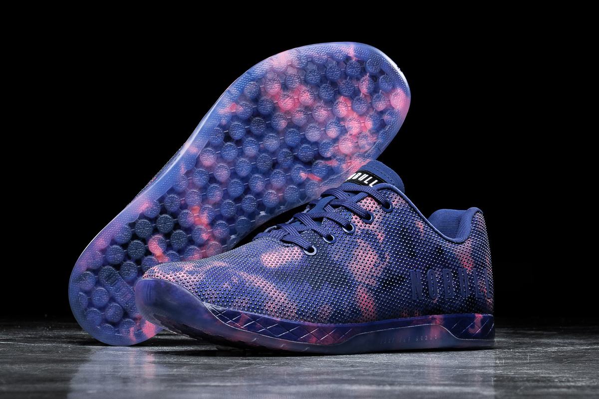 Nobull Superfabric Tie-Dye Men's Trainers Indigo Pink | Australia (KN0975)